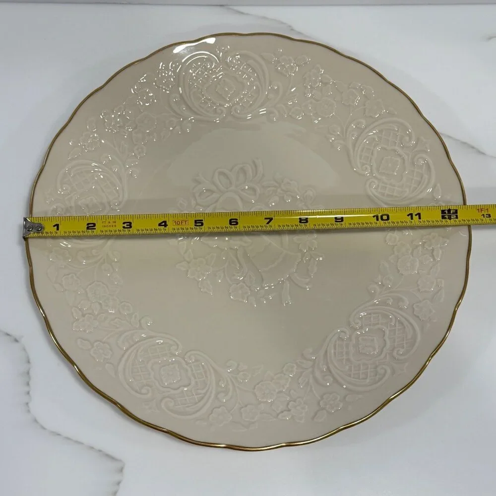 Lenox Wedding Promises Collection Marriage Plate Embossed Floral Bells Gold Trim